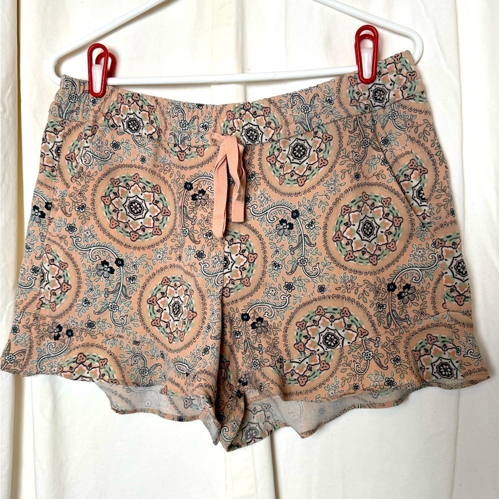 Loft Women's Sz S Pink Bohemian Kaleidoscope Babydoll Ruffled Shorts